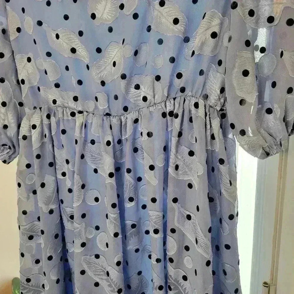 Nasty‎ Gal Blue Feather Poka-Dot Printed Mini Dress, Size 8 - Picture 5 of 8